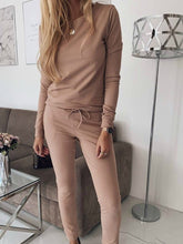 Load image into Gallery viewer, Casual Solid Color Long-sleeved Top Two-piece Suit
