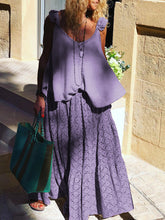 Load image into Gallery viewer, Casual Loose Sleeveless Top Lace Two-piece Suit