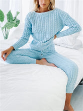 Load image into Gallery viewer, Casual Loose Round Neck Long Sleeve Top Pants Knitted Suit
