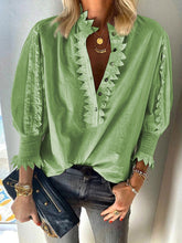 Load image into Gallery viewer, Button Collar Stringy Selvedge Puff Sleeves Casual Tops