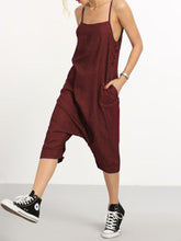 Load image into Gallery viewer, Casual Loose Solid Color Strap Neck Jumpsuit