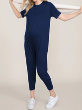 Load image into Gallery viewer, Round Neck Short Sleeve Solid Maternity Jumpsuit