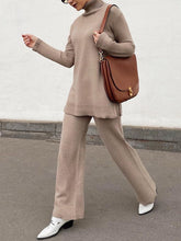Load image into Gallery viewer, High Neck Slit Sweater Loose Trousers Set for Women