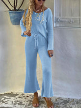 Load image into Gallery viewer, V-neck Long-sleeved Slim Top Flared Pants Suit