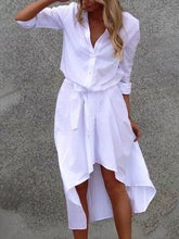 Load image into Gallery viewer, Fashionable Solid Color Button Dress
