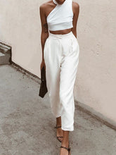 Load image into Gallery viewer, Elegant Sleeveless Crop Top and Trousers Women's Suit