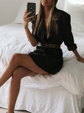 Load image into Gallery viewer, Solid Color Double-breasted Blazer with Lapel