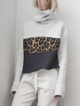 Load image into Gallery viewer, Turtleneck Leopard Stitch Pullover Sweater