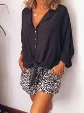 Load image into Gallery viewer, Casual Loose V-Neck Shirt Leopard Print Shorts Suit