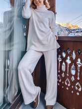 Load image into Gallery viewer, High Neck Slit Sweater Loose Trousers Set for Women