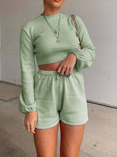 Load image into Gallery viewer, Casual Loose Solid Color Bubble Sleeve Two-piece Suit