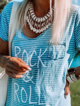 Load image into Gallery viewer, Short Sleeve V-Neck Stripe Print Dress