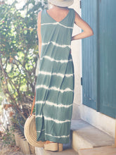 Load image into Gallery viewer, Striped V-neck Sleeveless Loose Long Casual Dress