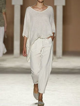 Load image into Gallery viewer, Fashion Casual Solid Color Round Neck Two-piece Suit