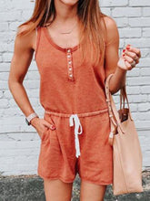 Load image into Gallery viewer, Button U Neck Pockets Romper