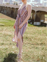 Load image into Gallery viewer, V-neck Stripe Printed Loose Jumpsuit