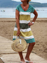 Load image into Gallery viewer, V-Neck Striped Contrast Dress