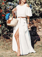 Load image into Gallery viewer, Solid Color Button Loose Two-piece Set