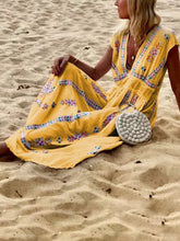 Load image into Gallery viewer, V Neck Dresses Swing Beach Cotton Dresses