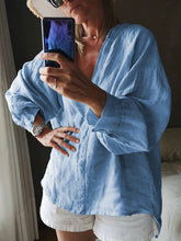 Load image into Gallery viewer, Solid Color Long Sleeve Casual V-Neck Top