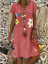 Load image into Gallery viewer, Casual Loose V-Neck Floral Dress