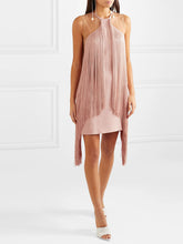 Load image into Gallery viewer, Tulle-paneled Fringed Mini Dress