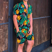 Load image into Gallery viewer, Men's Plant Printed Sports Short Sleeve Suit