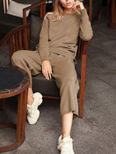 Load image into Gallery viewer, Casual Loose Solid Color Shirt Trousers Knitted Two-piece Suit