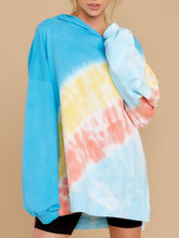 Load image into Gallery viewer, Casual Blue Multi Tie Dye Hoodie