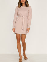 Load image into Gallery viewer, Round Neck Solid Color Long Sleeve Loose Dress