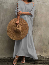 Load image into Gallery viewer, Casual Loose Hollow Out Short Sleeve Maxi Dress