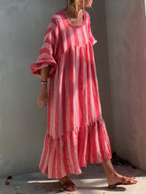 Load image into Gallery viewer, Square Neck Stripe Print Dress