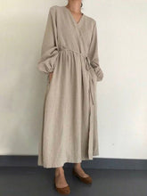 Load image into Gallery viewer, Solid Color Wild Fashion V-neck Long Sleeve Dress