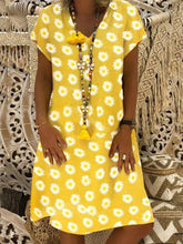 Load image into Gallery viewer, Casual V-neck Little Chrysanthemum Print Dress