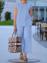 Load image into Gallery viewer, Solid Color Short-sleeved Top and Loose Trousers Two-piece Suit