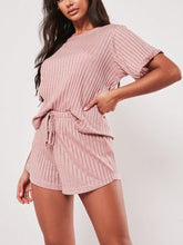 Load image into Gallery viewer, Casual Loose Short Sleeve Top Shorts Two Peice Suits