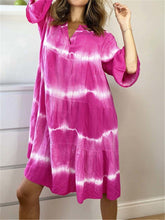 Load image into Gallery viewer, V-neck Ruffled Mid-long Sleeve Loose Casual Dress