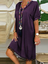 Load image into Gallery viewer, Fashion Lace V-neck Solid Color Dress