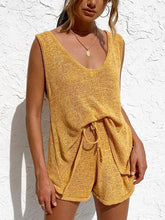 Load image into Gallery viewer, Fashion Solid Color U-neck Vest Two-piece Suit