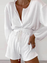 Load image into Gallery viewer, Long Sleeve Top High Waist Shorts Casual Loose Suit
