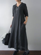 Load image into Gallery viewer, Casual Solid Color Fashion V-neck Dress