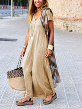 Load image into Gallery viewer, V-Neck Solid Color Short Sleeve Dress