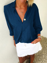 Load image into Gallery viewer, Casual V-Neck Solid Color Shirt
