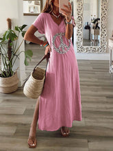 Load image into Gallery viewer, Holiday Printed V-neck Casual Short Sleeve Dress