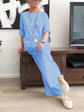 Load image into Gallery viewer, Simple Casual Loose Round Neck Blouse Suit