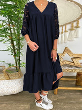 Load image into Gallery viewer, V-neck Lace Sleeve Casual Dress