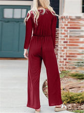 Load image into Gallery viewer, Maternity V-neck Long Sleeve Button Wide Leg Jumpsuit
