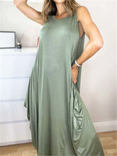 Load image into Gallery viewer, Elegant Loose Solid Color Sleeveless Casual Dress