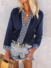 Load image into Gallery viewer, V-neck Printed Long-sleeved Casual Blouses