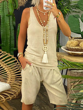 Load image into Gallery viewer, Simple Casual Loose V Neck Vest Top Pants Set